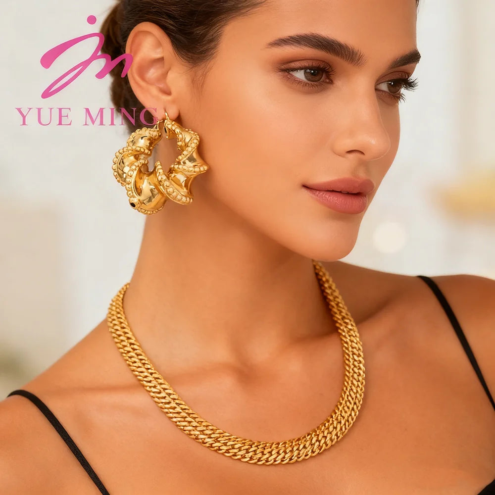 YM Jewelry Sets Fashion African Exaggerated Earrings Pendant Necklace For Women Large Light Style Jewellry Wedding Party Gifts