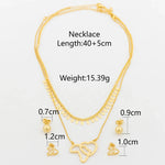 YM 18k Gold Plated Jewelry Sets for Women Wedding 2pcs Love Pendant Copper Necklace Clip Earrings Charm Chain Anniversary Gifts - YUEMING JEWELRY