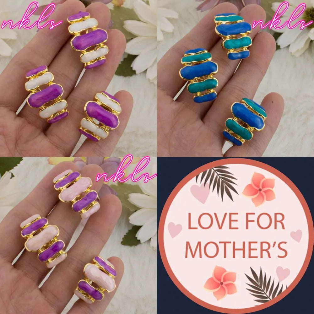 Dopamine Color Women Senior Jewelry Set Congo Nigeria Trendy Earrings New Style Ring Apply for Mother's Day Wedding Party