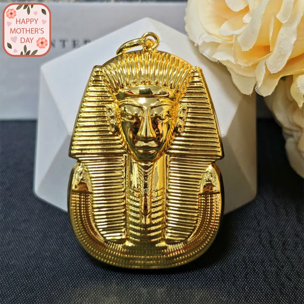 Nigeria Gold Plated Pendants for Necklace Women Men Fashion Gold Color Egypt Pharaoh's portrait Pendant Jewelry Making for Party