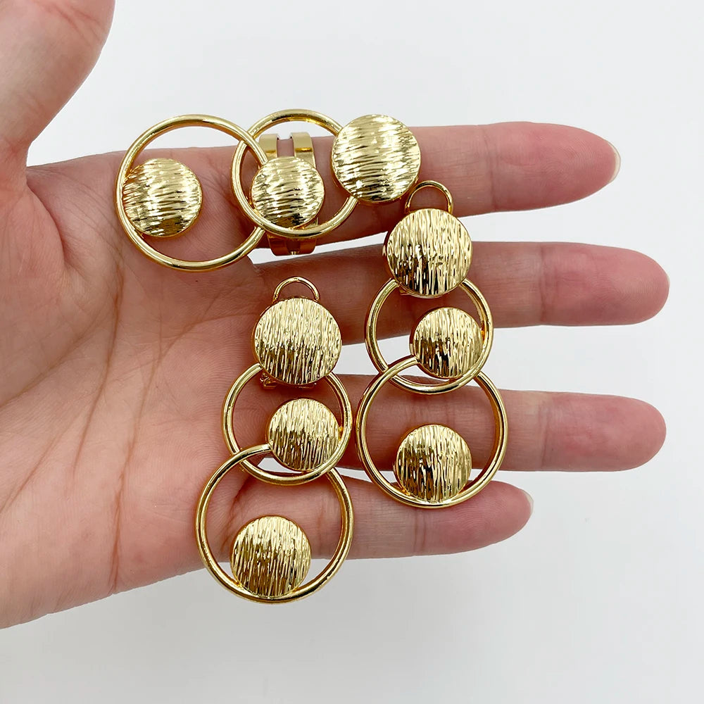 2Pcs Stylish Vintage Earrings Ring Premium Alloy Irregular Spiral Jewelry for Women Party Geometric Hollow Circular Jewellery