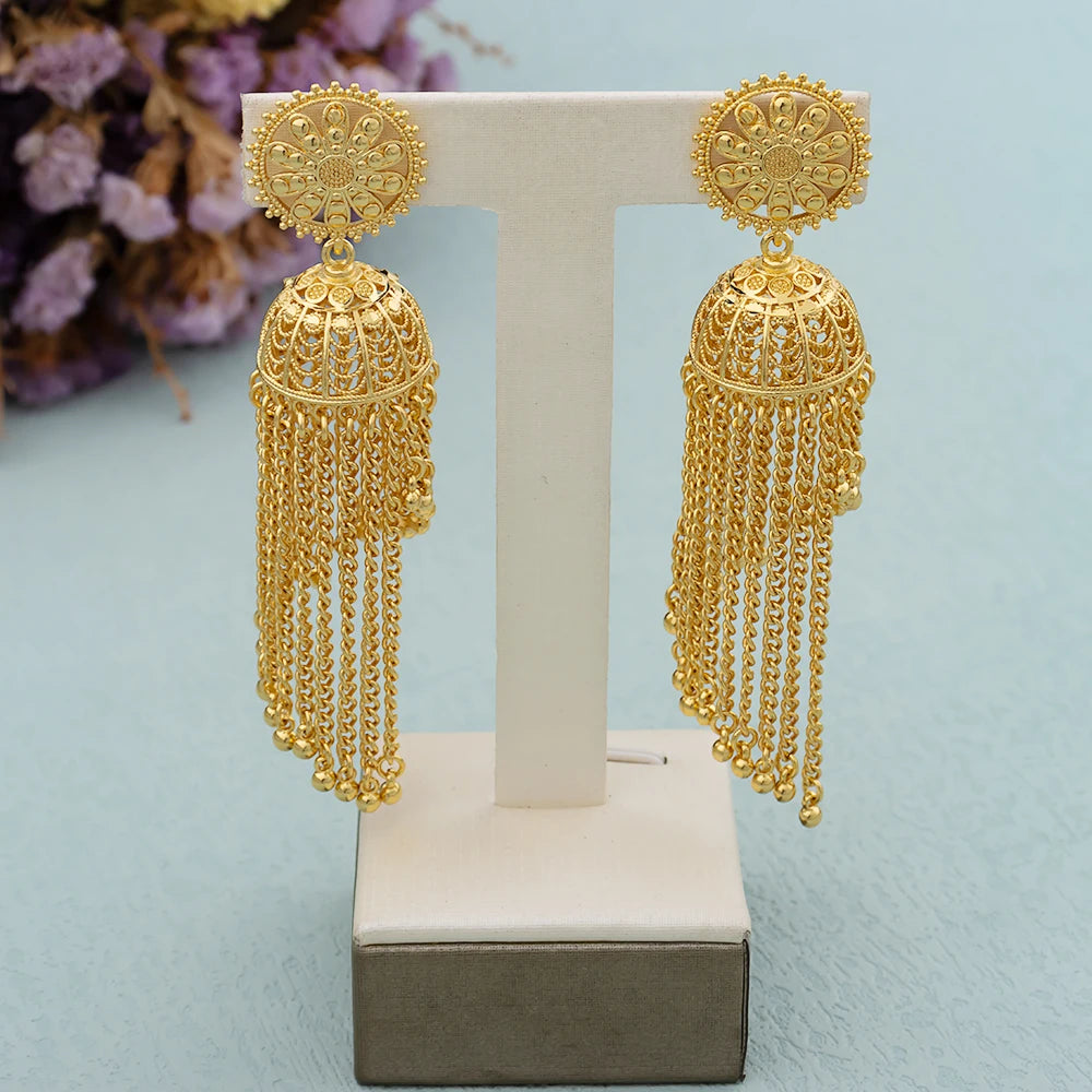Bohemian Tassel Earrings Jewelry for Women Gold Color Italian Lady Design Drop Earrings Dubai Large Jewellry Aesthetic Gifts