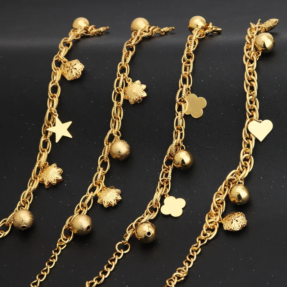 2025 France Fashion Bracelet Gold Color Love Small Pearl Star Pendant Temperament Jewelry Africa Wedding Clothing Accessories