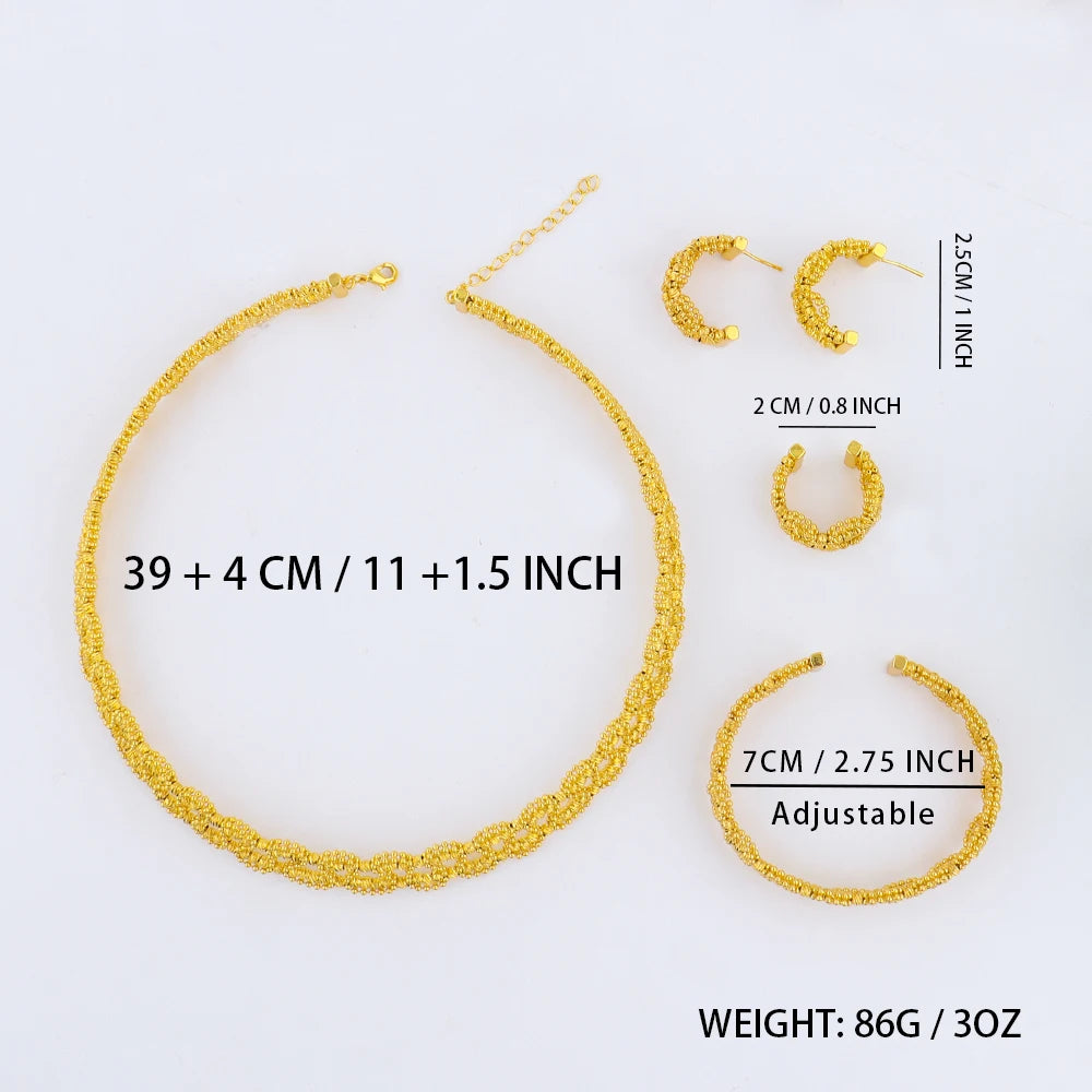 Luxury Gold Plated Necklace Earrings Ring Bracelet Jewelry Set for Women Man Dubai Noble Design Jewelry Gift for Party Wedding