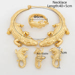 Fashion Jewelry Set Italian Gold Plated Crocodile Body Pendant Necklace Bracelet Earring Ring Woman Necklace Personality Design - YUEMING JEWELRY