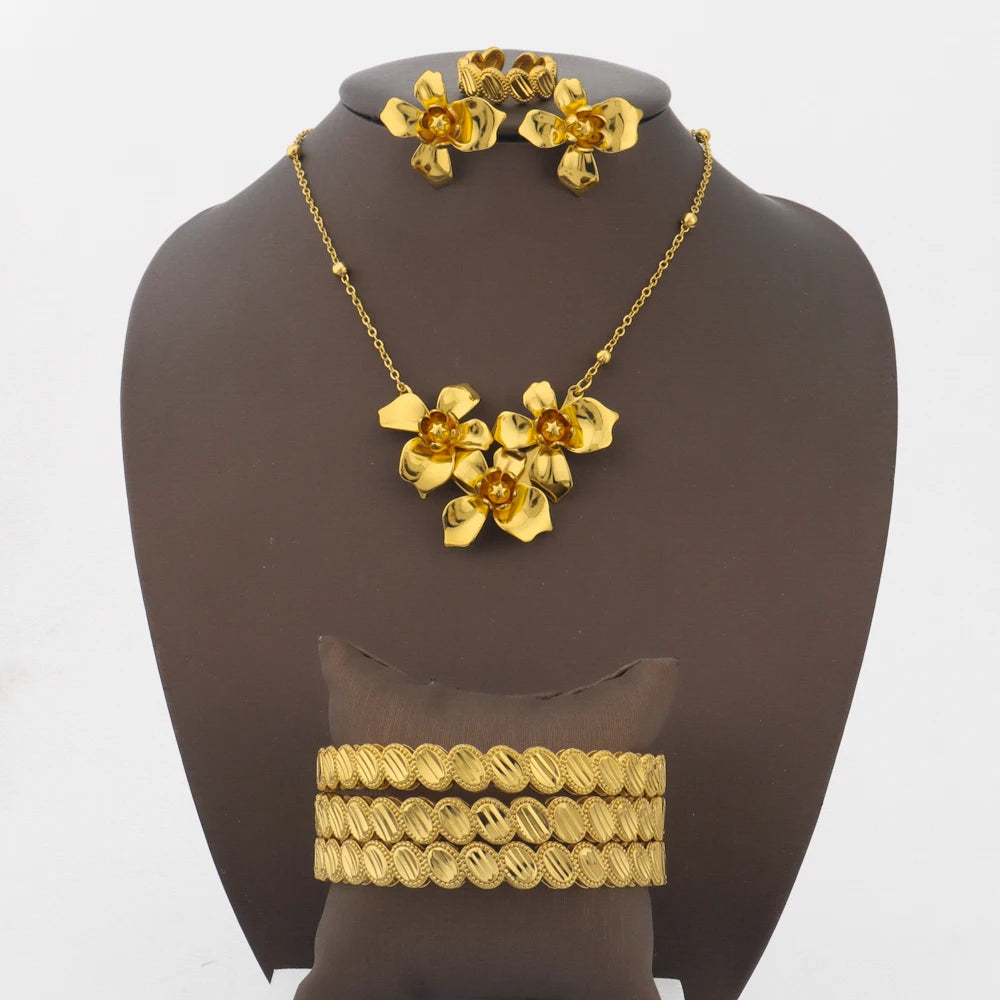 Luxury Big4 pcs Jewelry Set With Waterproof Cubic Zirconia for Women Bridal Party Wedding Accessories Saudi Arabic Dubai Nigeria