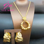 YM Jewelry Sets Fashion18K Gold Plated Copper Chain For Women Earrings Pendent Necklace Romantic Wedding Party Jewellry - YUEMING JEWELRY