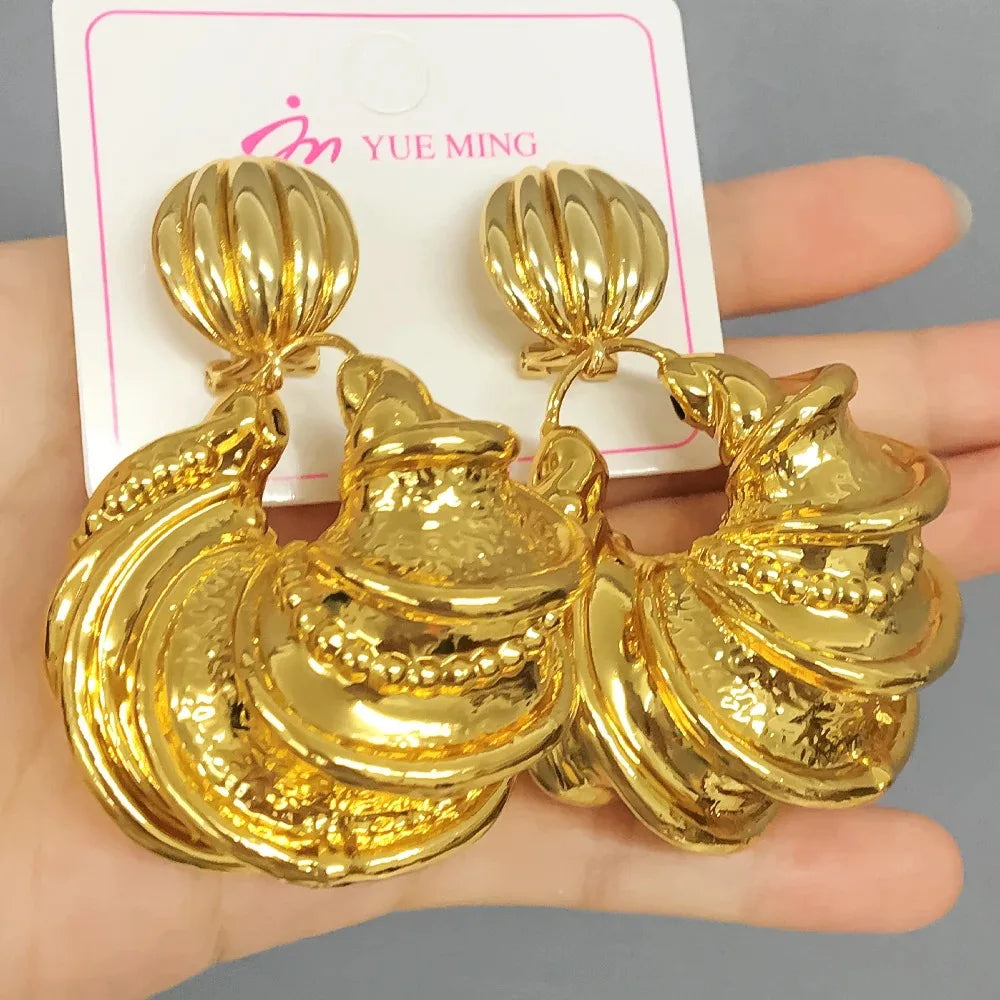 Fashion Classic Drop Women Trendy Gold Plated Earrings Brass Girls Chunky Small Golden Hoop Earrings