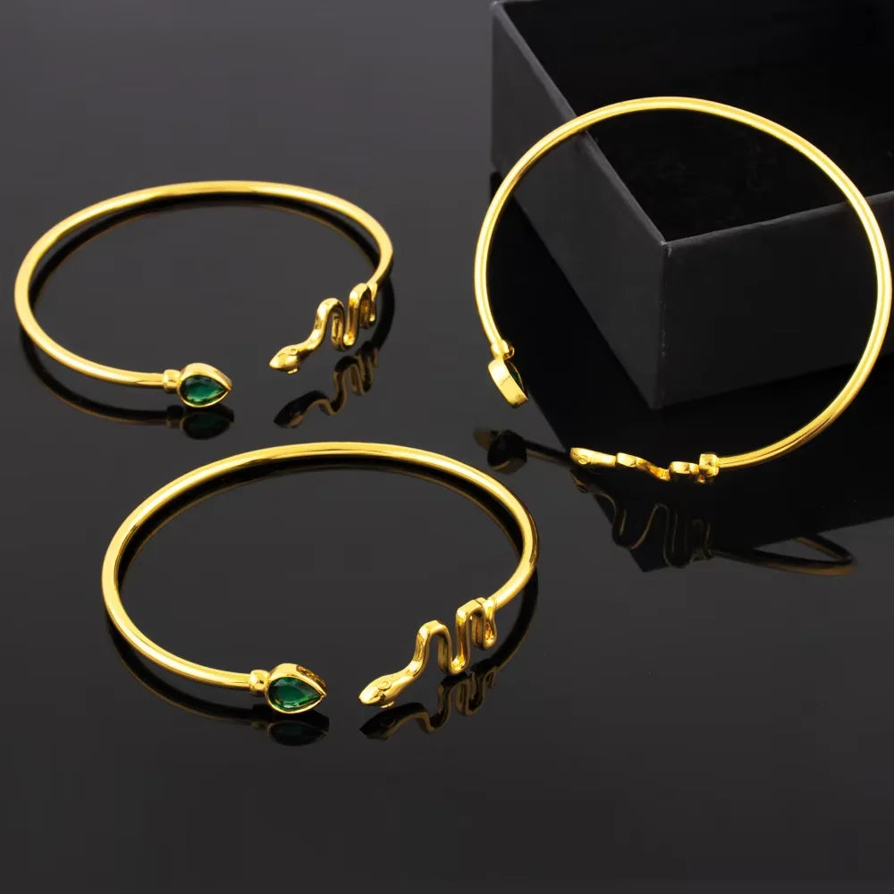 Dubai Indian 18k Gold Snake Bracelet for Women and Men, Adjustable Open Gold Bangle, Vintage Party Jewelry, Birthday Gift
