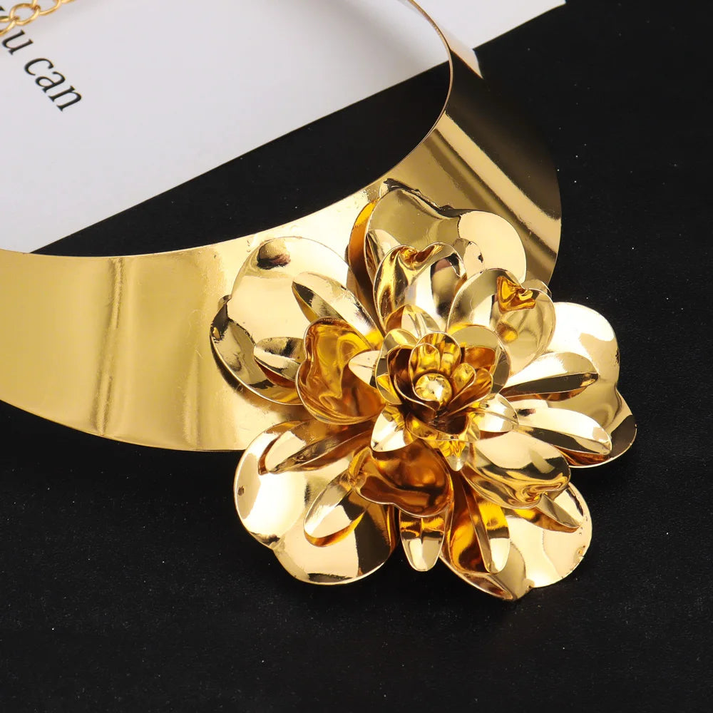 Luxury Indian Dubai African Flower Jewelery Sets For Women Ethiopian Bridal 24k Golden Jewelry Set Banquet Wedding