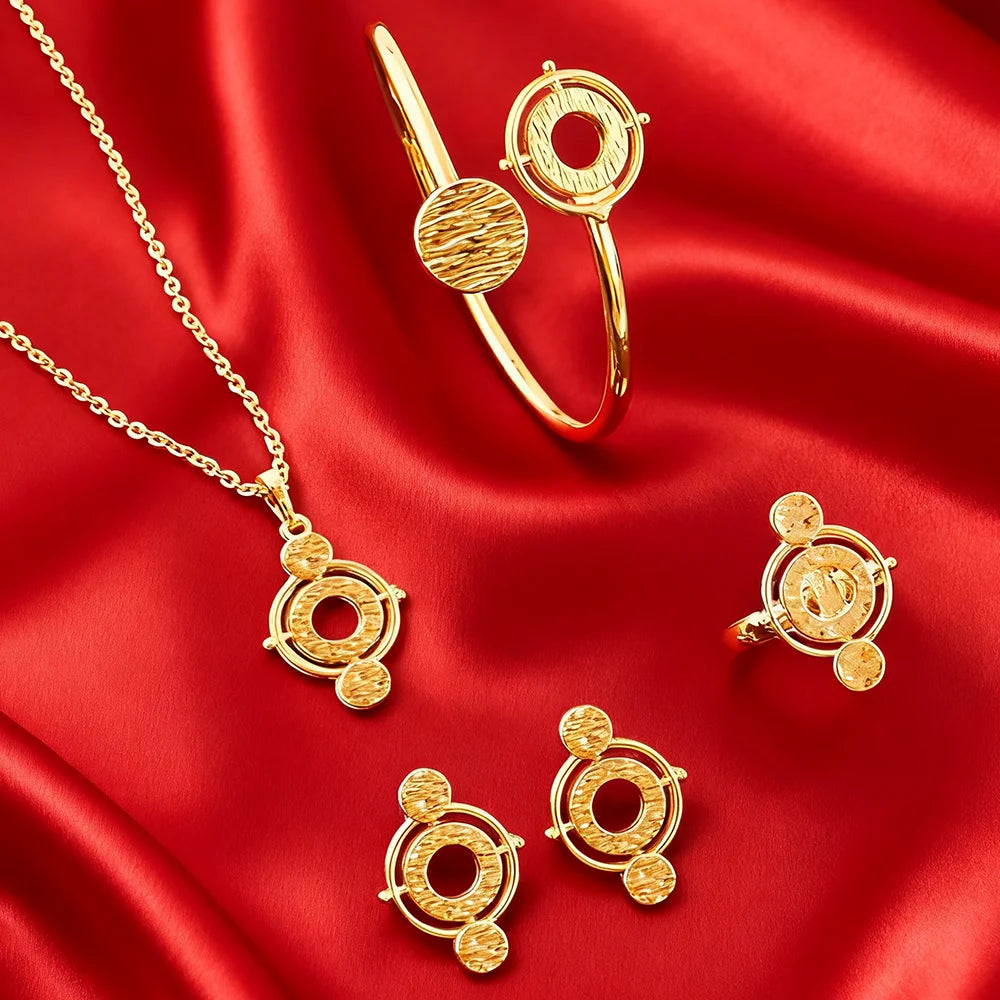 24k gold plated jewelry set High Quality Luxury Jewelry for women party accessories gift india africa trendy designs set