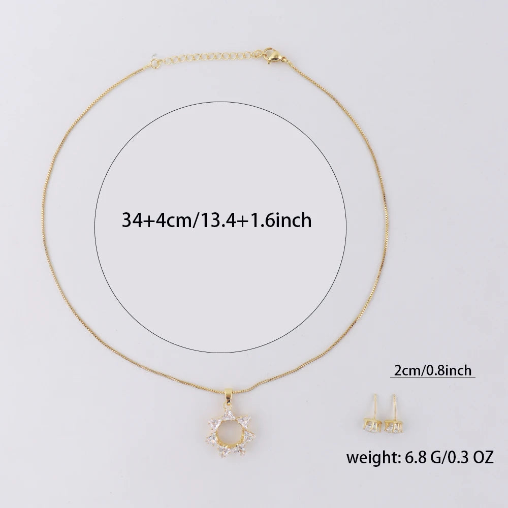 Brilliant Zirconia Jewelry Sets for Women Flower Shape Earrings Necklace Set Apply to France Italy Bridal Accessories Party