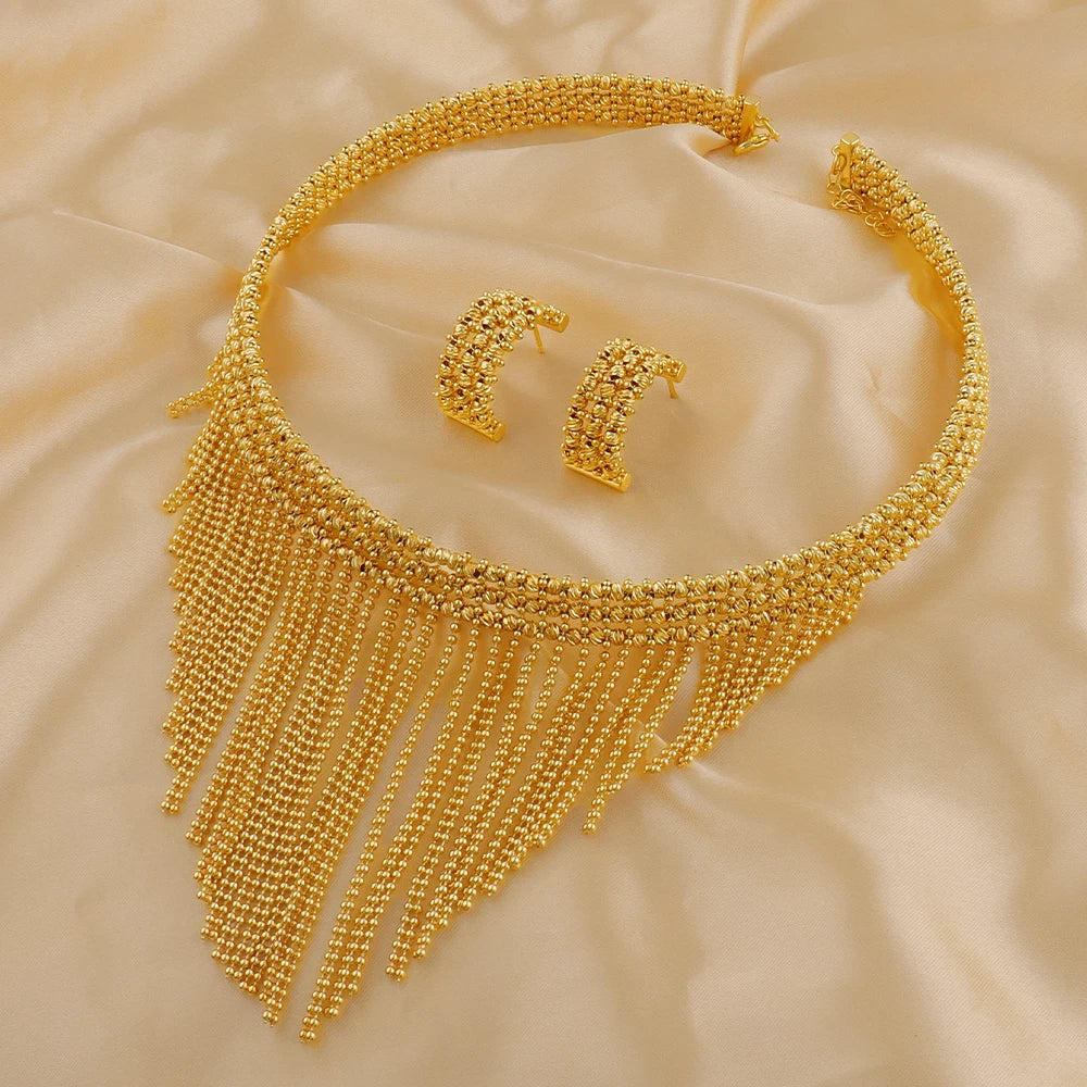 Dubai Luxury Big 4 Piece Set Jewelry Women's Necklace Ring Earrings Bracelet Bridal Party Wedding Saudi Arabia Jewelry