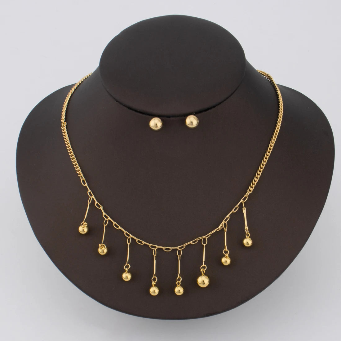 YM Newest Stainless Steel Gold Color Glossy Little Pearl Necklace Earrings For Women Girl Gift For Party Exquisite Jewelry Set