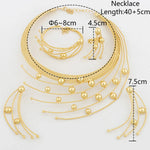 YM Gold Color Jewelry Set For Women Dubai African Wedding Bridal Necklace Copper Earrings Adjustable Ring Ethiopia Flower Bangle - YUEMING JEWELRY