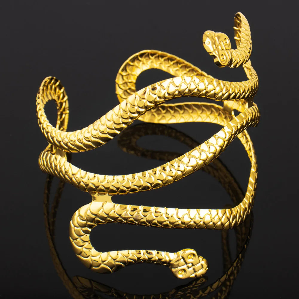 Mid East Women Vintage Snake Shape Upper Arm Bangle Nigeria Sexy Creative Adjustable Open Armlet Easter Date Party Body Jewelry