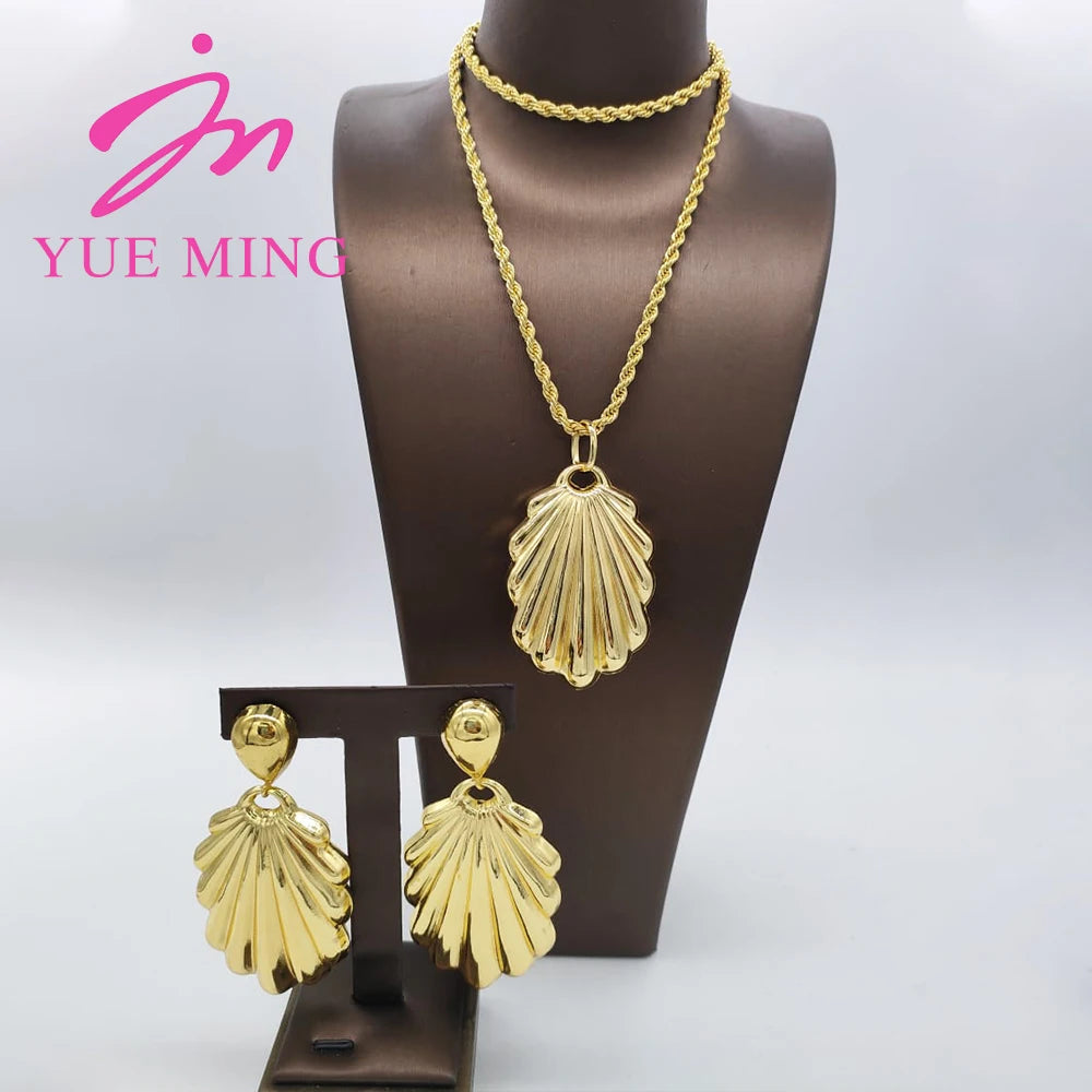 YM Dubai Jewelry Sets Fashion Copper Earrings Pendent Necklace For Women Romantic Daily Wear Party Wedding Anniversary Gifts