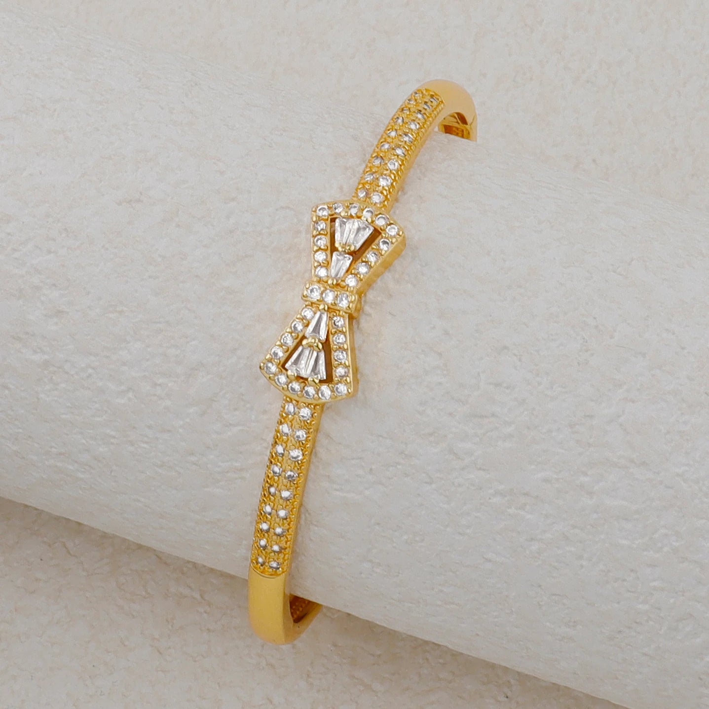 Fashion Bow Girly Open Bracelet Women's Luxury Fashion 24K Gold Round Spring Bracelet Women's Jewelry Wedding Party