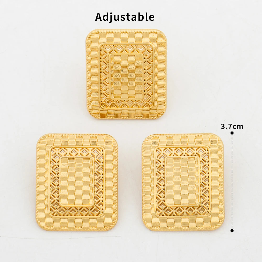 Luxury Gold Color Jewelry Set for Party African Square Design Earrings and Necklace Weddings Bride Jewellery Accessories Gifts