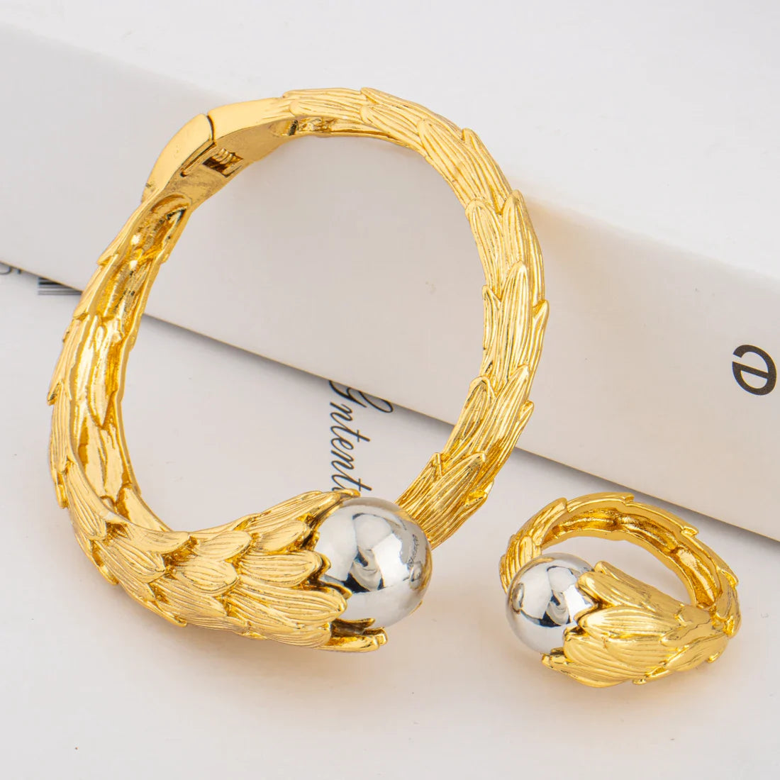 Bracelet For Women Gold Plated Woven Pattern Copper Zircon Bangle And Ring Dubai Jewelry Nigeria Trending Wedding Party Gift