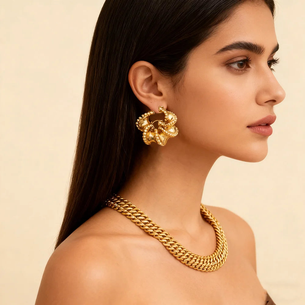 YM Jewelry Sets Fashion African Exaggerated Earrings Pendant Necklace For Women Large Light Style Jewellry Wedding Party Gifts