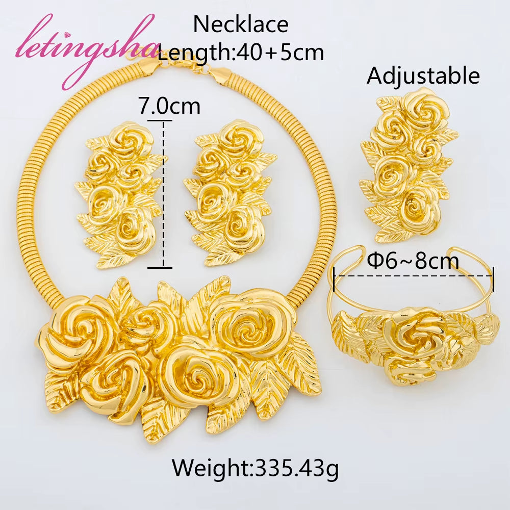 Yueming Dubai Classic Big Flower Pendant Jewelry Set