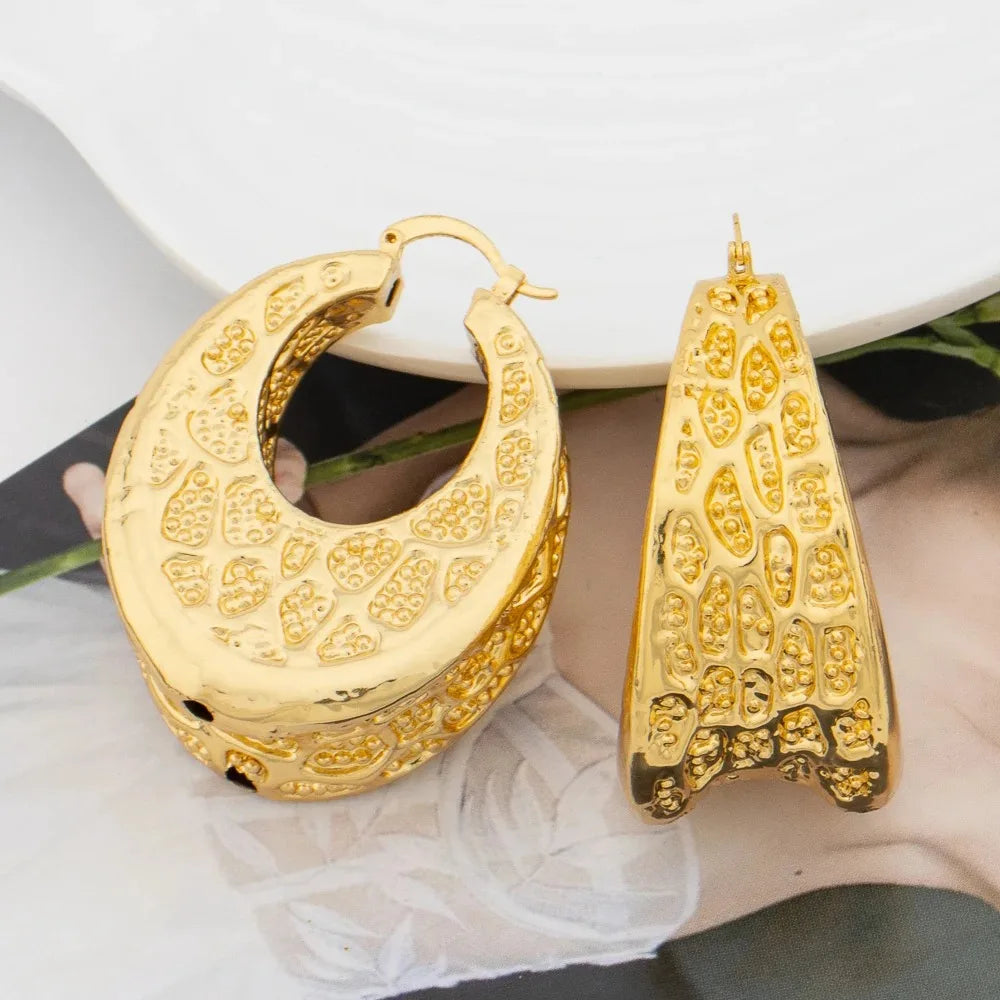 Fashion Classic Drop Women Trendy Gold Plated Earrings Brass Girls Chunky Small Golden Hoop Earrings