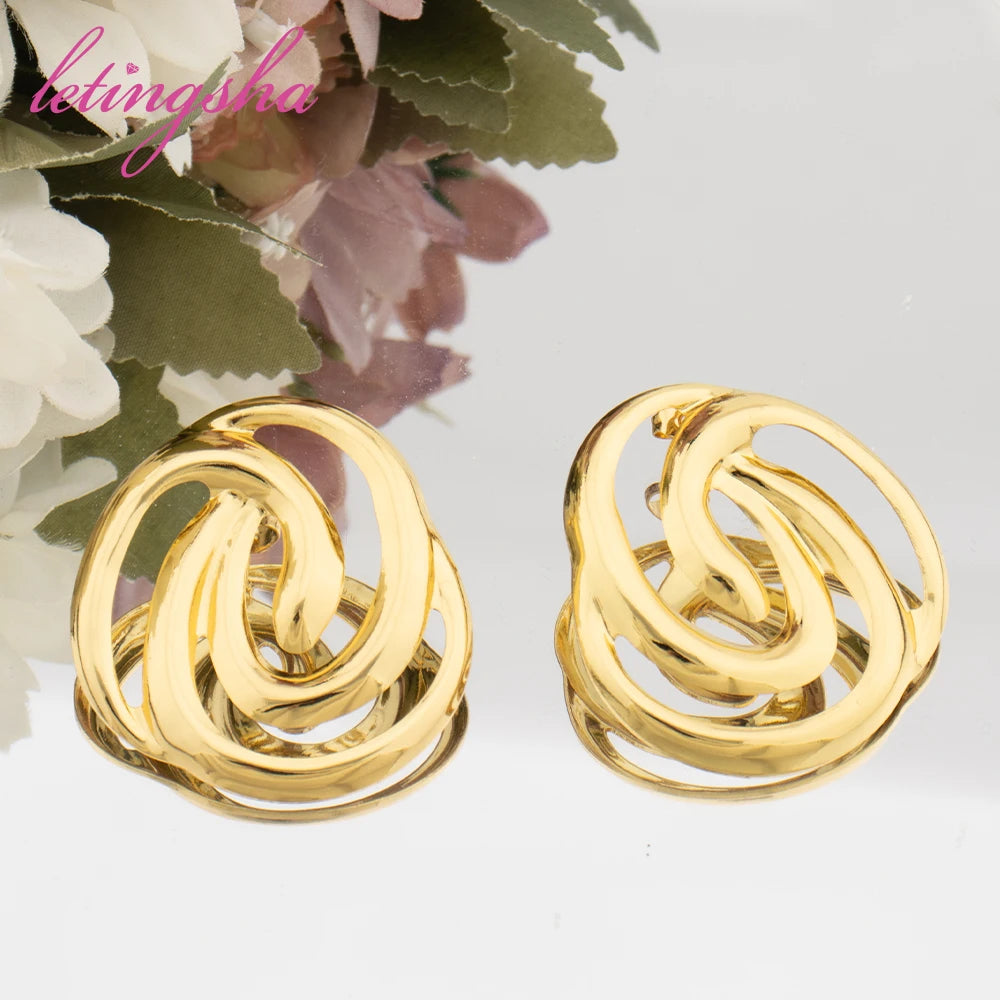 Personalized Big Hoop Earrings Stainless Steel Clip Earrings For Women African Nigeria Fashion Jewelry Party Gift