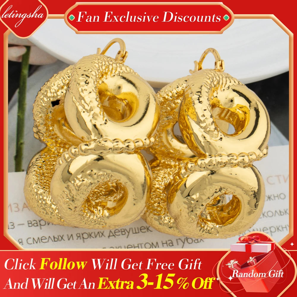 Fashion Earrings Sets Banquet Golden Drop Women Gold Plated Fashion Brass Lady Big Earring For Girls Hoops Golden Hoop Earrings