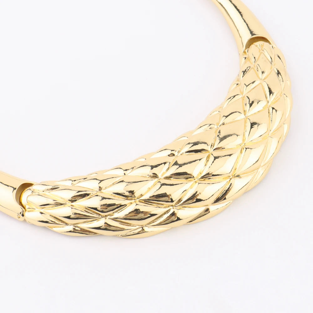 African Woman Jewelry Set Gold Plated Luxury Necklace Earrings Ring Bangle Dragon Pattern 4pcs Jewelery Accessories Party Gift