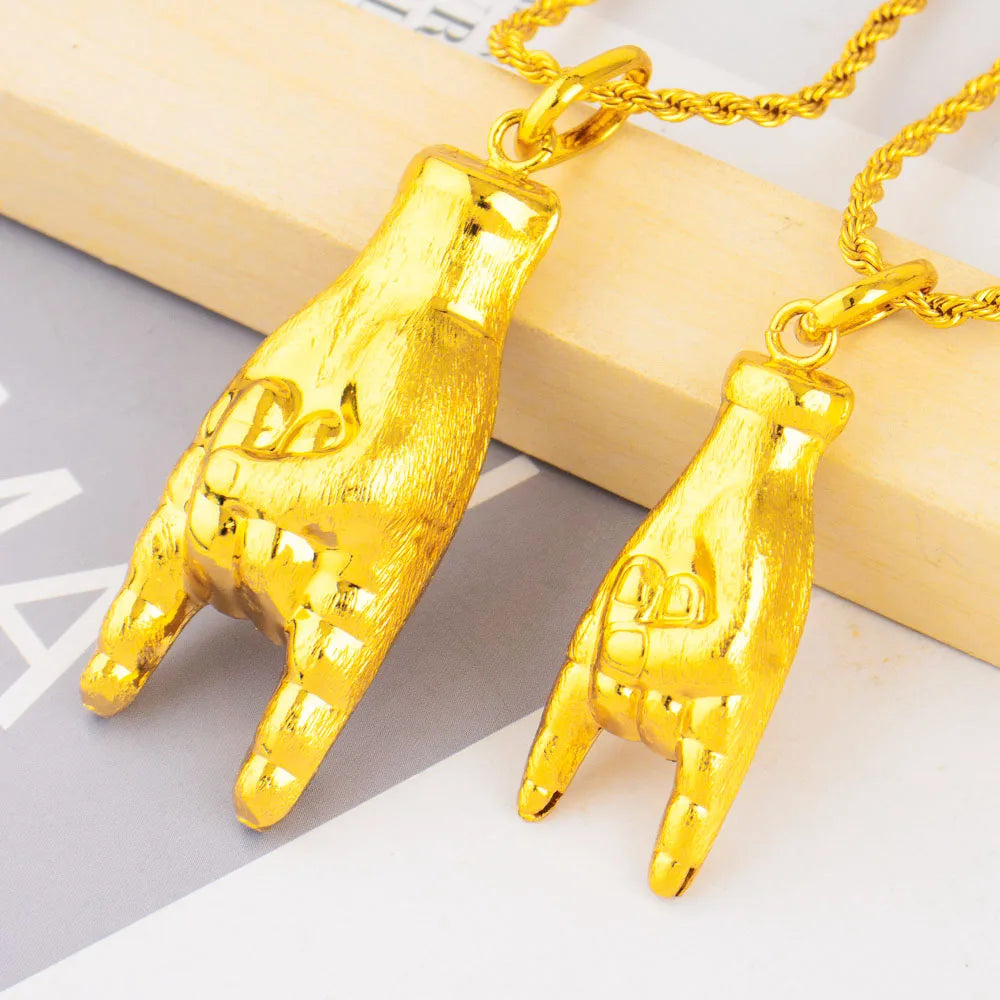 Fashion 18K Golden Plated Necklace Mens Women Charms Pendant Necklace Personalized Jewelry Music Festival Party Gift