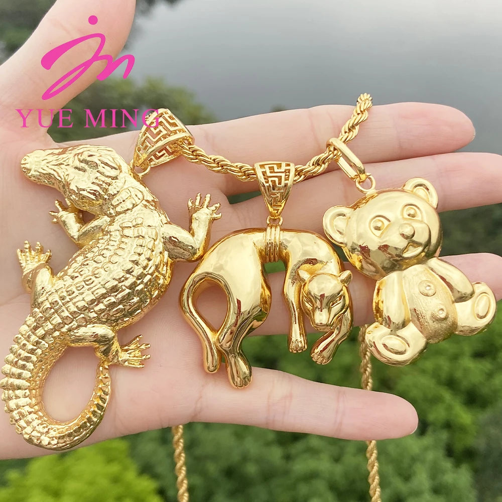 3pcs Pendant with 60cm Chain For Women Men 18k Gold Plated Copper Animal Pattern Pendant Fashion Jewelry Daily Wear Anniversary