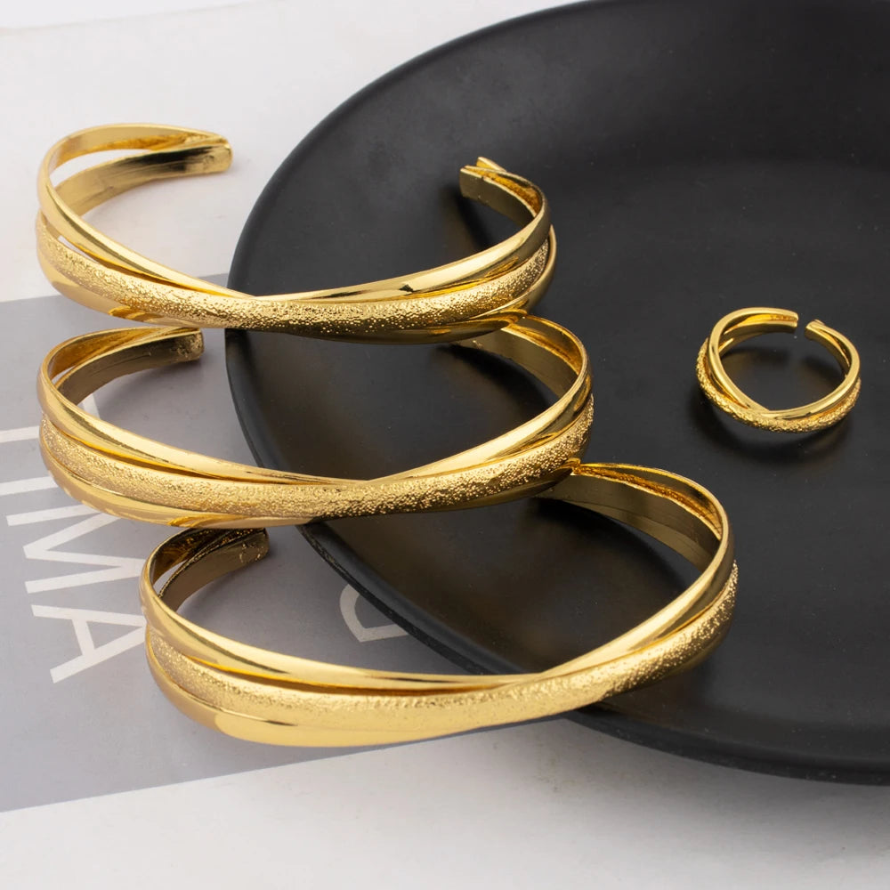 Titanium Steel Gold Bangles Ethnic Style Gold Color Bracelet Sparkling Zircon Bracelet 2025 Trendy Jewelry Accessories