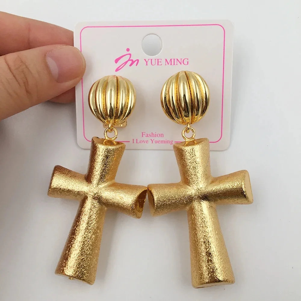 Dubai Jewelry Set for Women 45cm Necklace Morocco Gold Plated Stud Earrings Note Shape for Aesthetic Gifts Sexy Party Queen