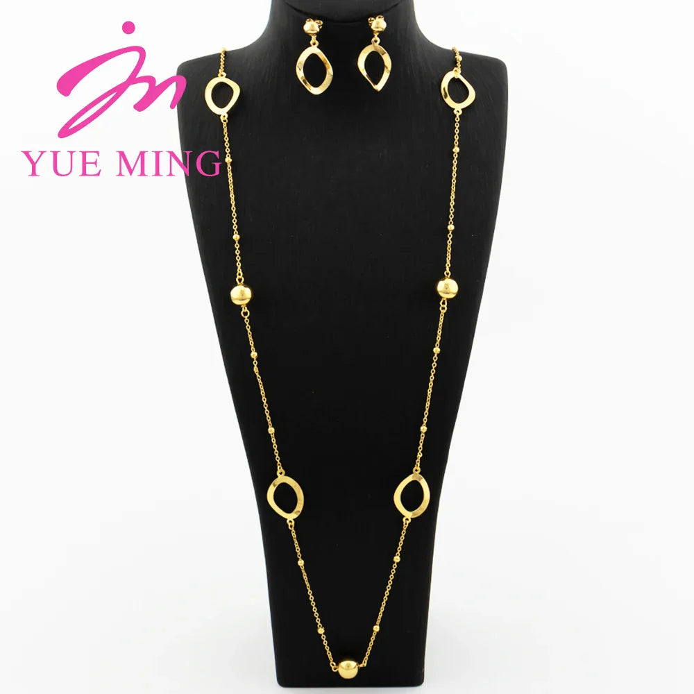 Gold Plated Long Chain for Women Trendy Statement Necklace Personality Collar Geometry Leaf Pendant Waist Chain Jewelry Accessor - YUEMING JEWELRY