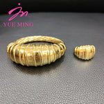 2pcs Bracelet Ring Set Dubai Women's Jewelry Party Wedding Anniversary Fashion Gold Color Luxury Elegance Bangles - YUEMING JEWELRY