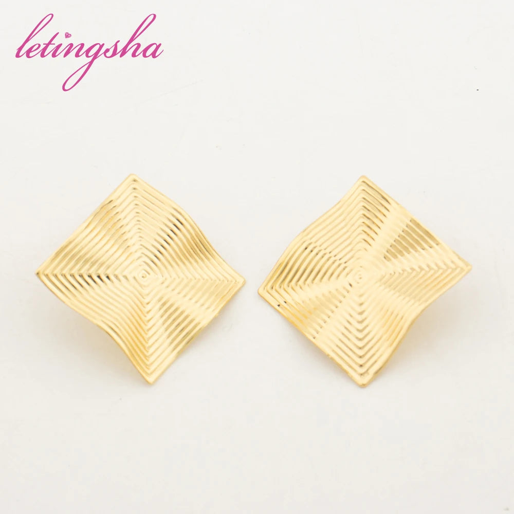 Exaggerated Geometric Vintage Large Earrings Fashion Metal Gold Color Drop Earrings for Women Jewelry Party Gifts