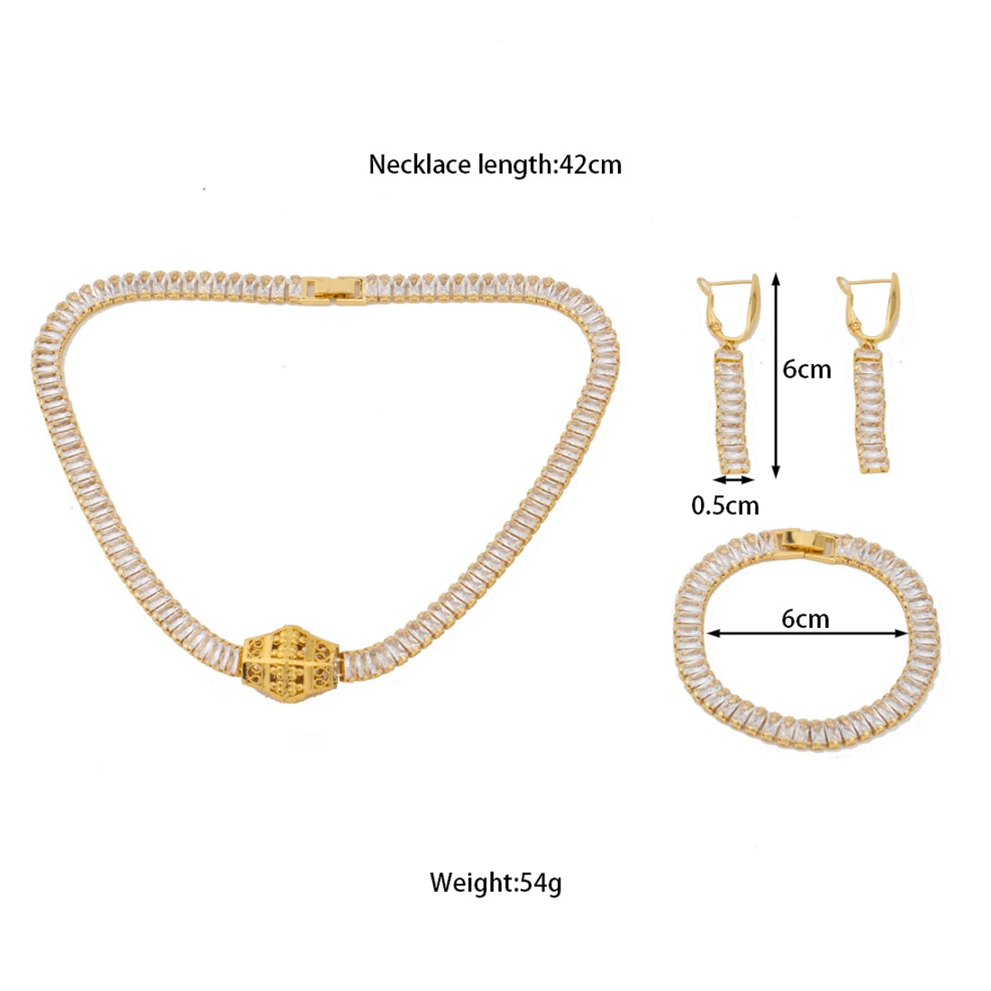 2025 Dubai New Fashion Women Jewelry Set Africa Shiny Earrings Bracelet Gold Color Necklace Gift For Party Banquet Anniversary