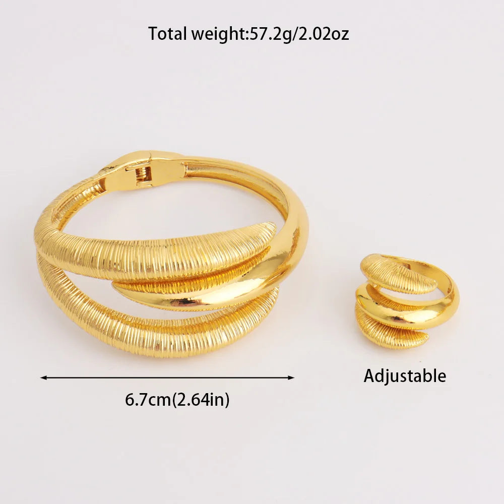 Luxury Gold Color Dragon Claw Shape Bangle Ring Set for Women Man Dubai Nigeria Noble Bracelet Rings Design Jewelry Gift Party