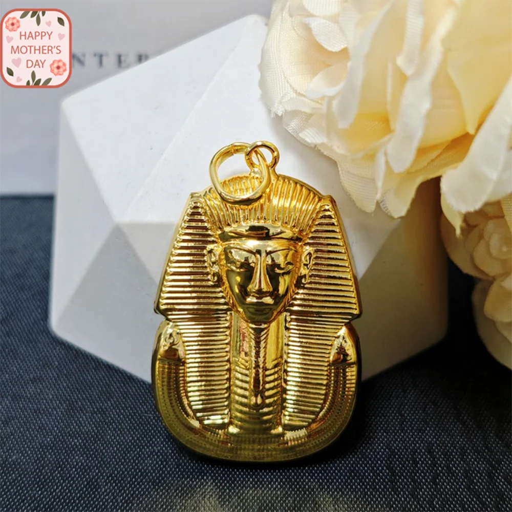 Nigeria Gold Plated Pendants for Necklace Women Men Fashion Gold Color Egypt Pharaoh's portrait Pendant Jewelry Making for Party
