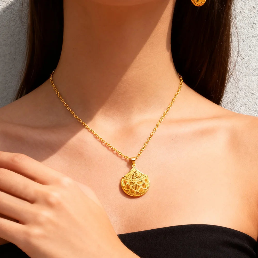 Luxury Arabic Gold Wedding Jewelry Set Gold Plated Dubai Bridal Necklace Earrings Ring Nigeria Women Vintage Jewelrys Gift