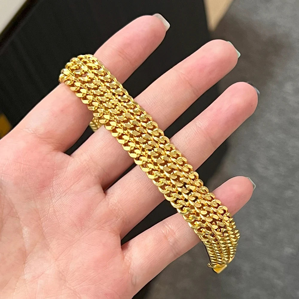 316L Stainless Steel Thick Chain Necklace Bracelet Set For Women New Punk 18K Gold Plated Waterproof Jewelry Set Gift Party