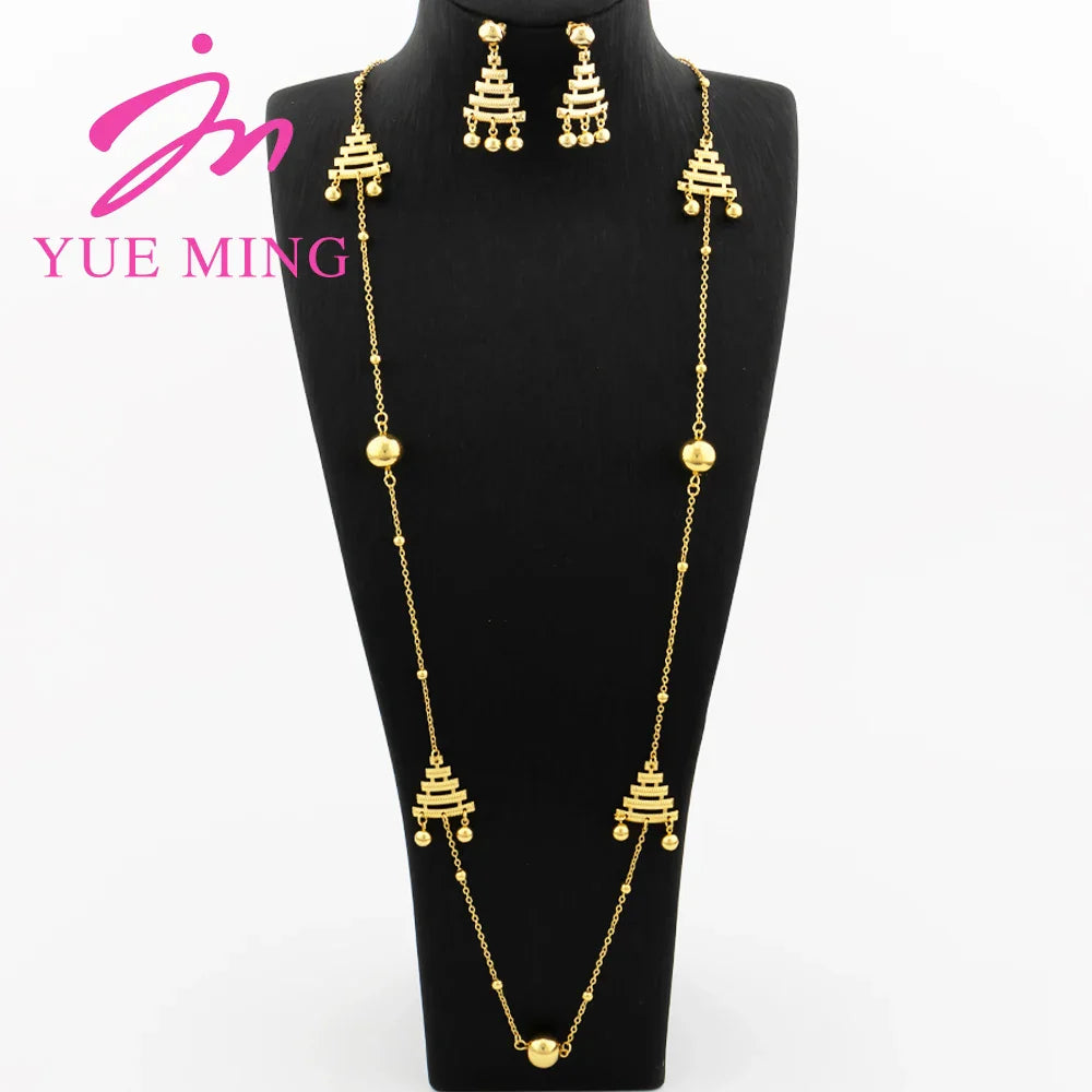 Gold Plated Long Chain for Women Trendy Statement Necklace Personality Collar Geometry Leaf Pendant Waist Chain Jewelry Accessor - YUEMING JEWELRY