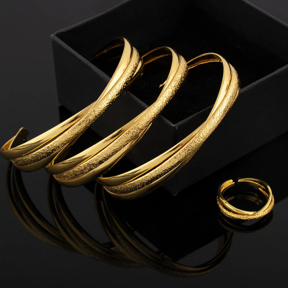Titanium Steel Gold Bangles Ethnic Style Gold Color Bracelet Sparkling Zircon Bracelet 2025 Trendy Jewelry Accessories
