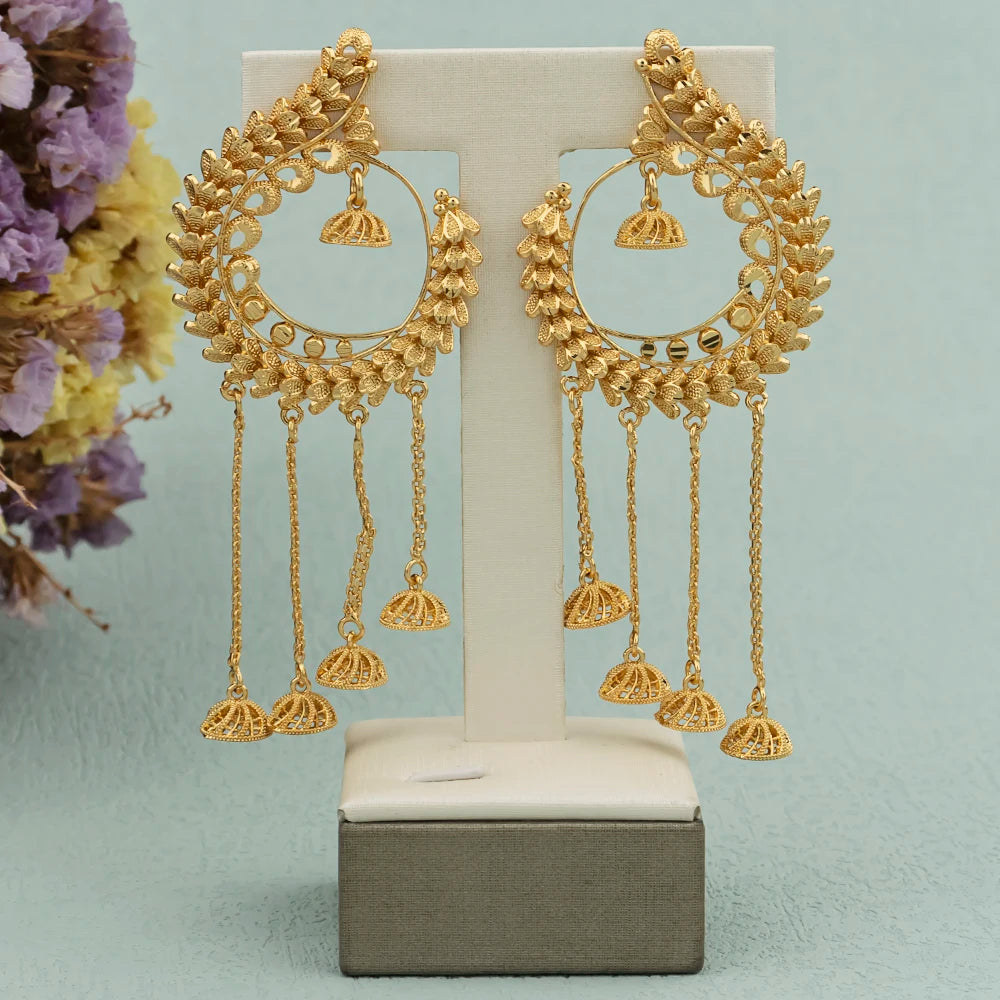 Bohemian Tassel Earrings Jewelry for Women Gold Color Italian Lady Elegant Hoop Earrings for African Dubai Bride Party Gifts