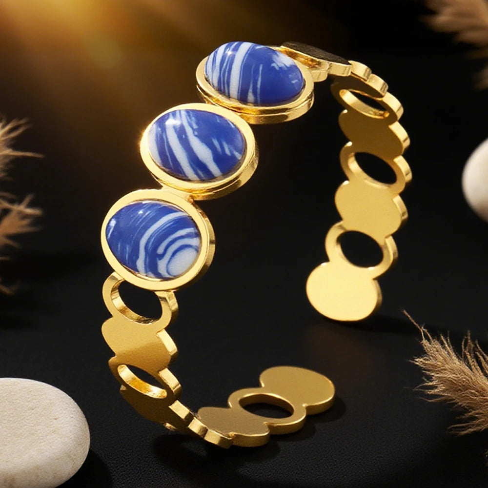 Fashion Colorful Enamel Bangles For Women Roman Stainless Steel Bangle Gold Color Adjustable Bracelet Party Wedding Jewelry Gift