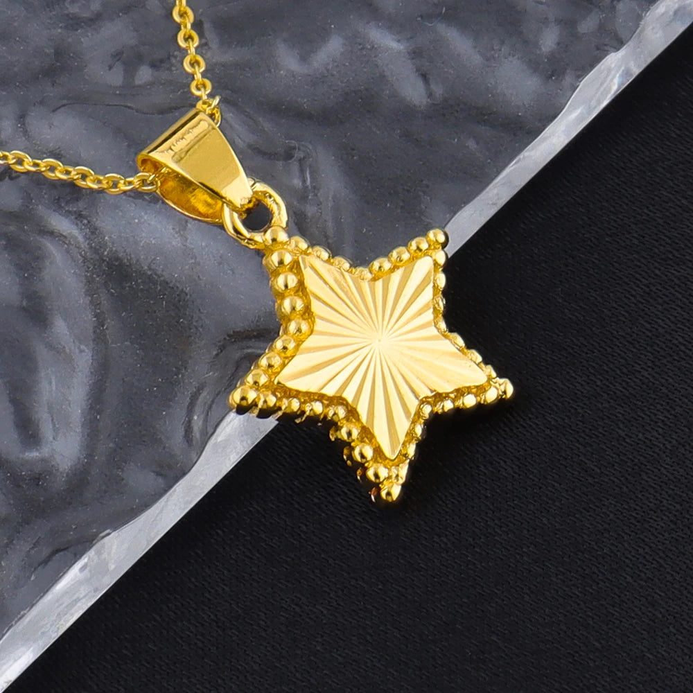 Star Series Gold Color Earrings Necklace for Women Copper Alloy Fashion Pendants Bride's Simple Jewelry Accessories Party Gift