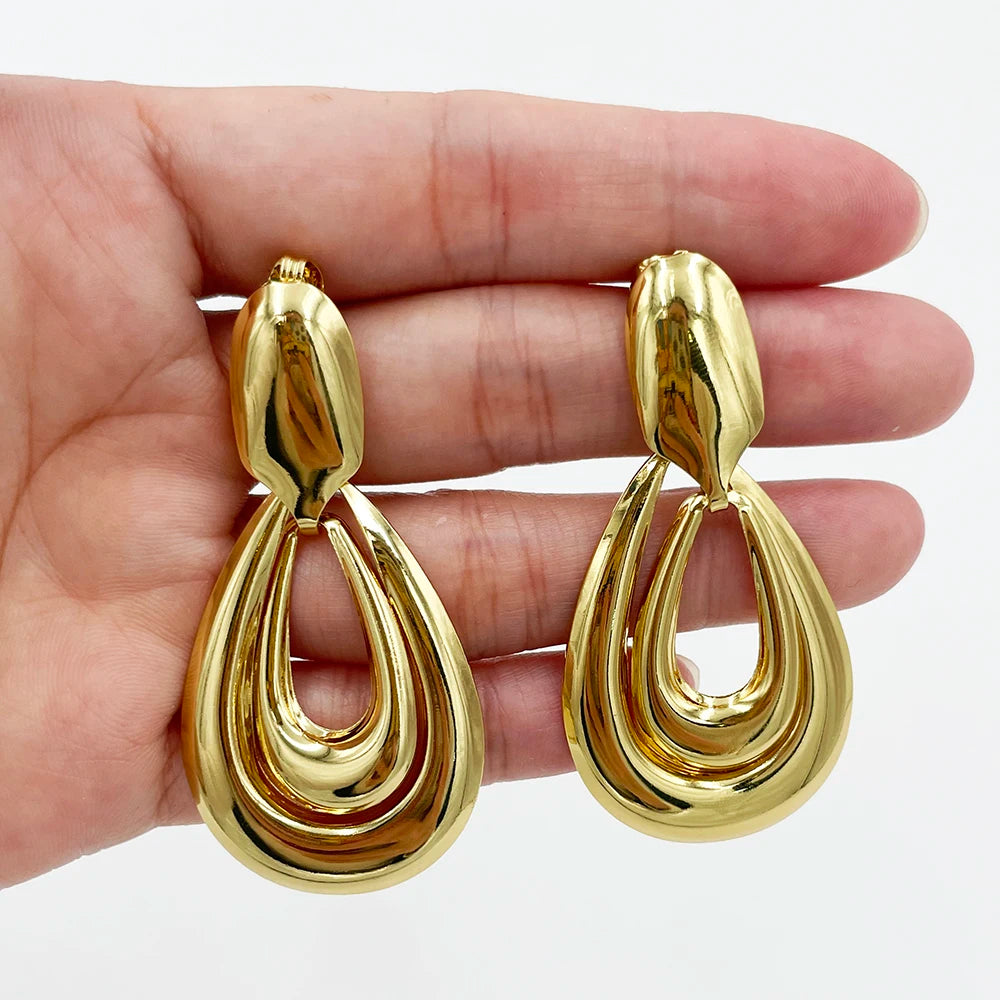 Irregular Circular Earrings  Hollow Heart Jewelry for Women Personality Stainless Steel Gold Plated Jewellery Gifts Wholesale