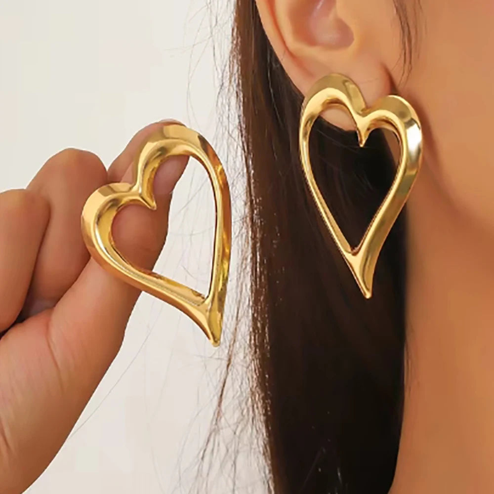 Women's Trendy Earrings Temperament Gold Color Irregular Love Earrings Fashion Dressing Date Outdoor Travel Banquet Party Gift
