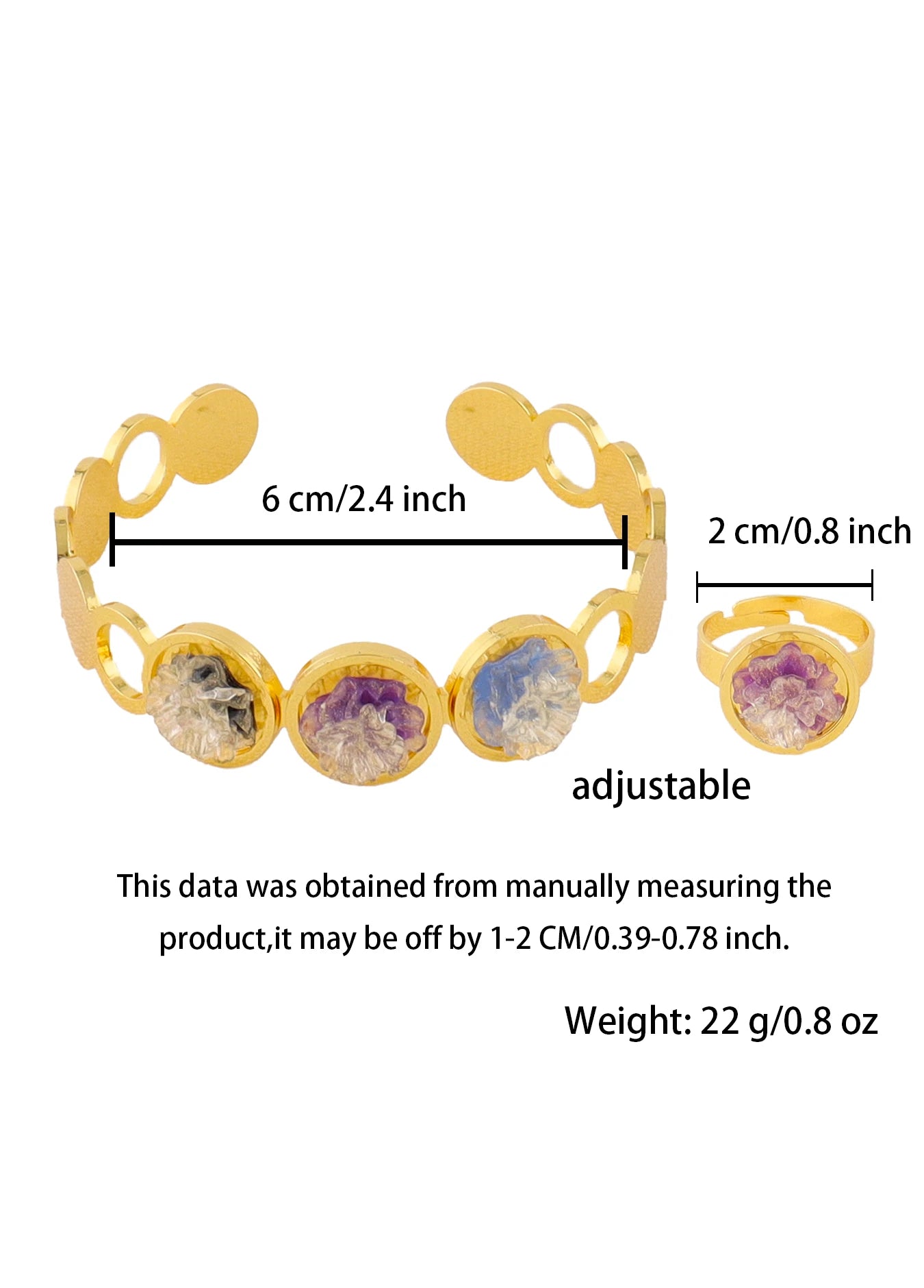 Dubai Gold Plated Dopamine Color Bracelet Charm Ring Set for Women African Noble Design Jewelry Gift for Party Wedding